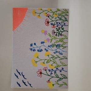Handmade Sunny Wildflower Watercolor Art